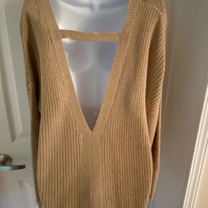V neck open back sweater
